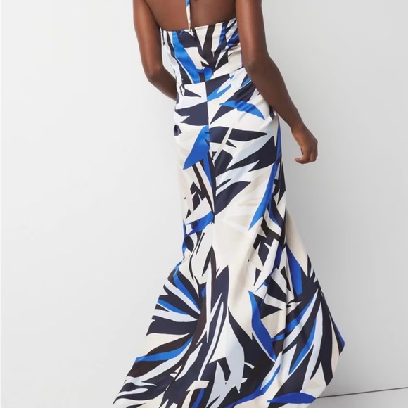 White House Black Market Blue and Black Maxi Dress. - Picture 4 of 5